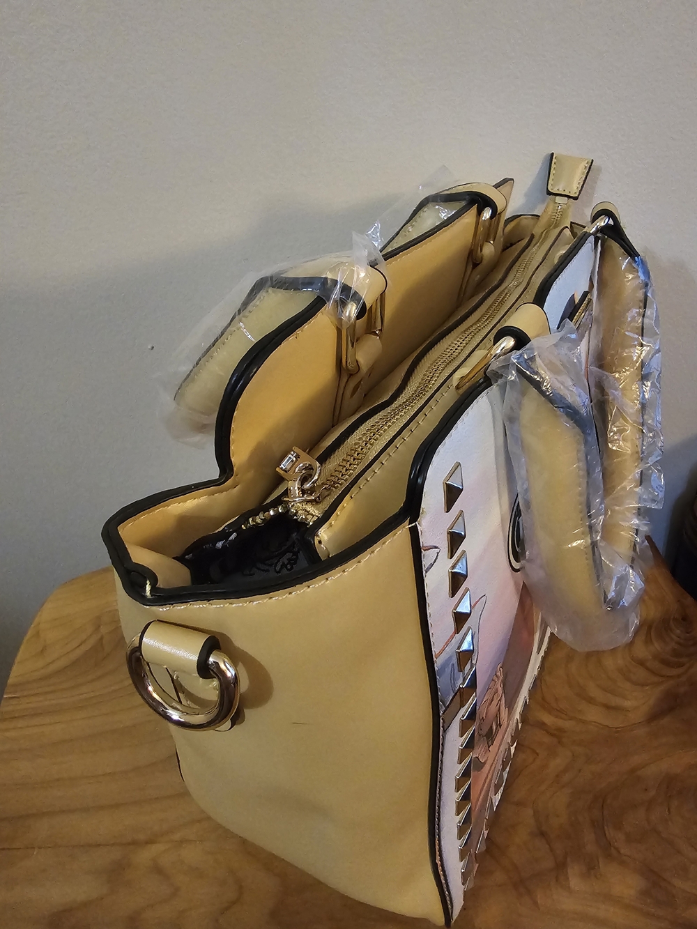 La Philipe Miami Egyptian Queen Pyramid Graphic Satchel Handbag - Picture 4 of 5